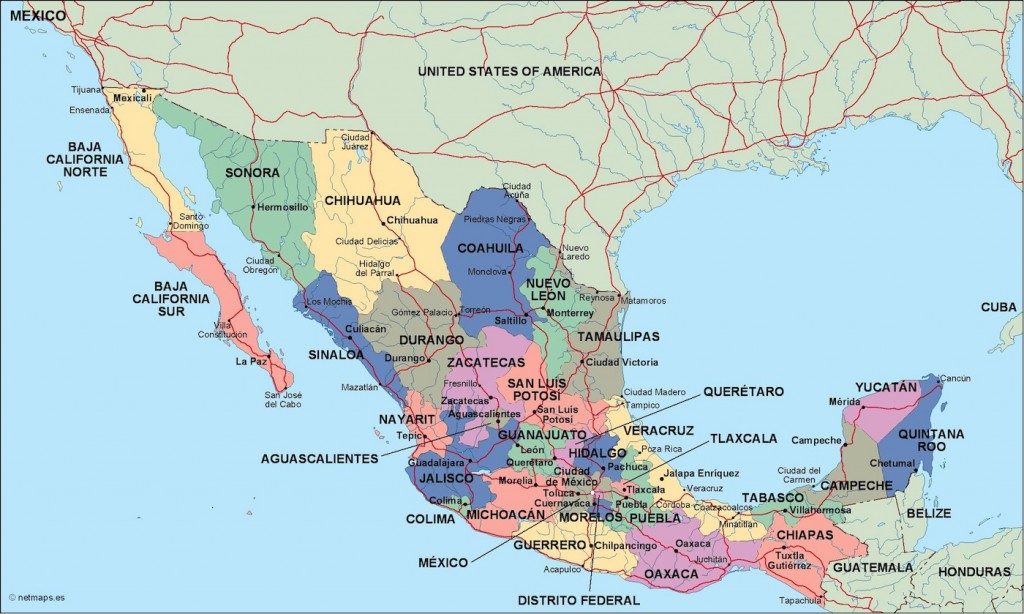 Mexico Mapa Politico En Illustrator Netmaps Mapas De España Y Del Mundo 8794