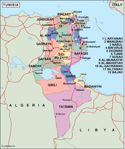 tunisia political map