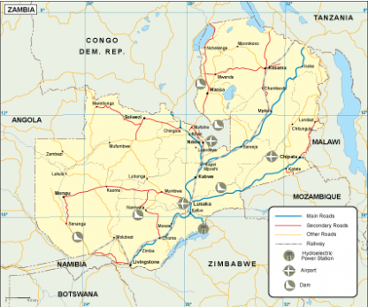Zambia transportation map