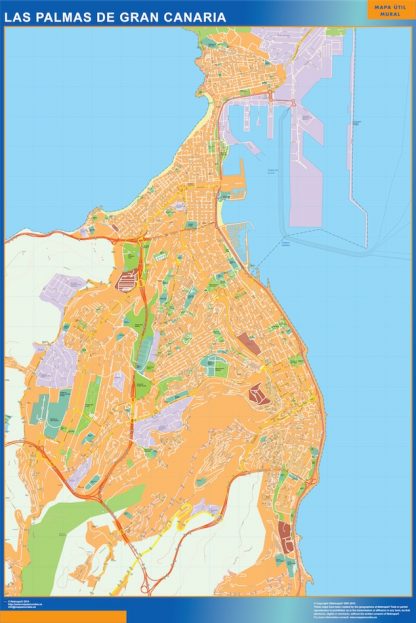 las palmas de gran canaria wall map