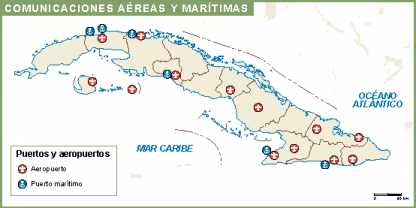 Cuba mapa aeropuertos puertos